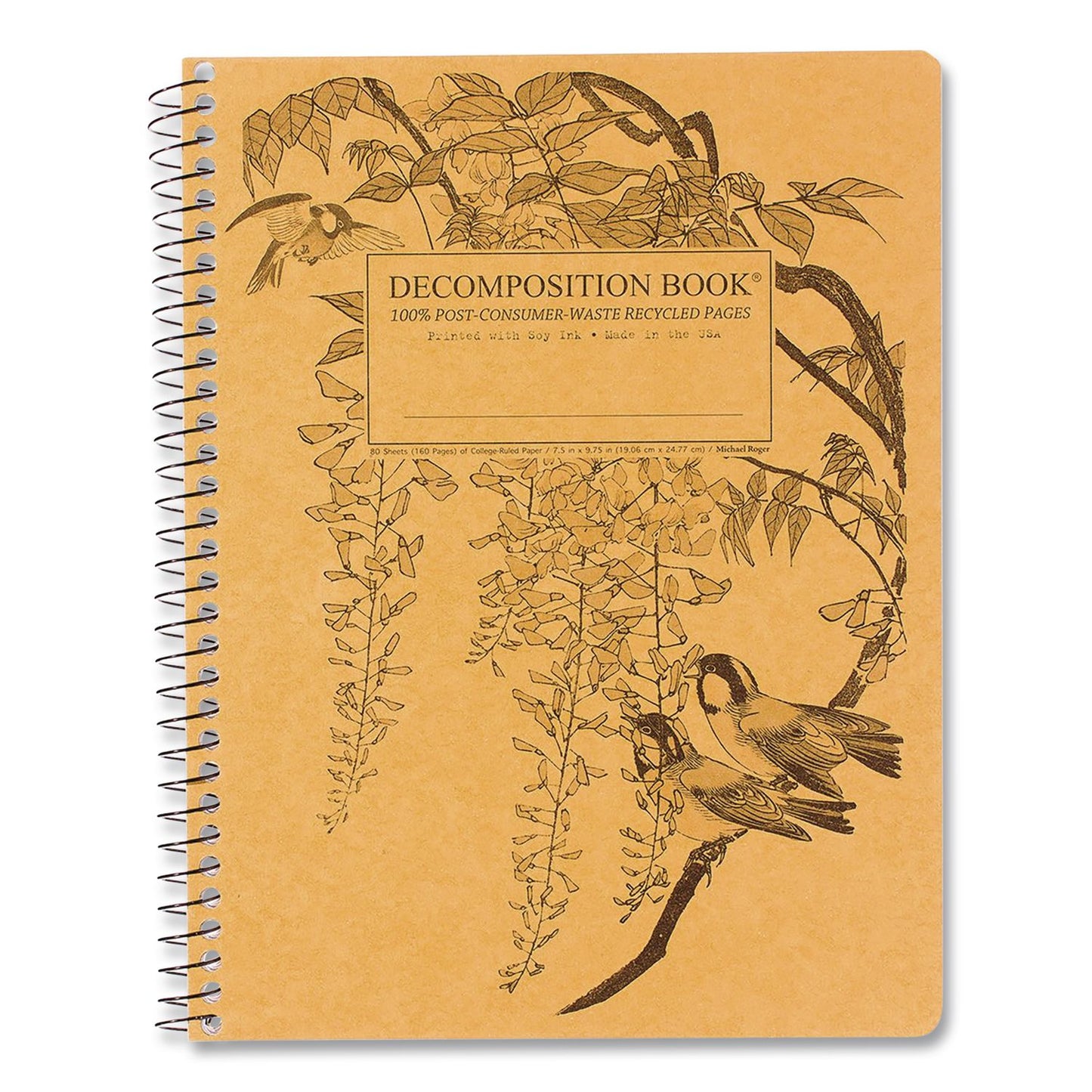 DECOMPOSITION® Spiral Composition Book, Medium/College Rule, Leafy Perch, (80) 9.75 x 7.5 Sheets (DCP16998)