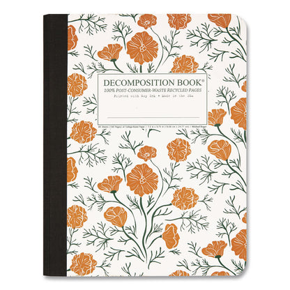DECOMPOSITION® Sewn Composition Book, Medium/College Rule, California Poppies, (80) 9.75 x 7.5 Sheets (DCP40635)