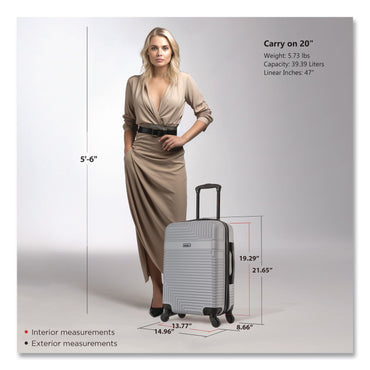 InUSA Luggage Resilience 20" Hardside Carry-On Suitcase, 14.96 x 8.66 x 21.65, Silver (WLBIURES00SSIL)