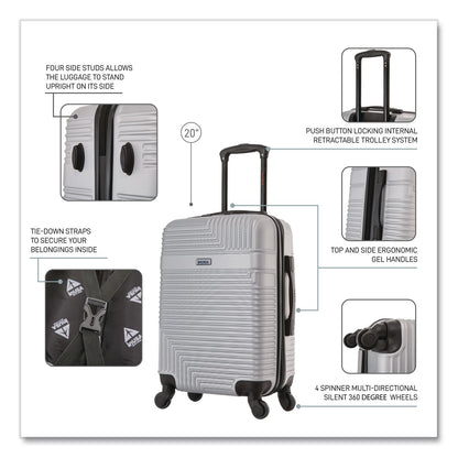 InUSA Luggage Resilience 20" Hardside Carry-On Suitcase, 14.96 x 8.66 x 21.65, Silver (WLBIURES00SSIL)