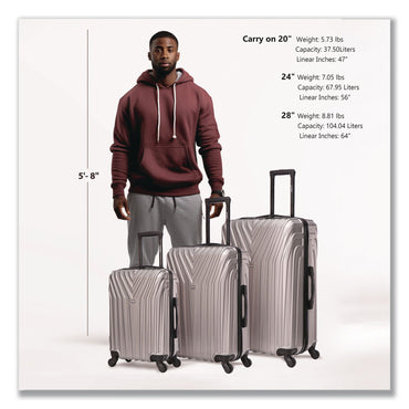 InUSA Luggage Vasty Three-Piece Hardside Spinner Luggage Set, Gray (WLBIUVASSMLGRE)