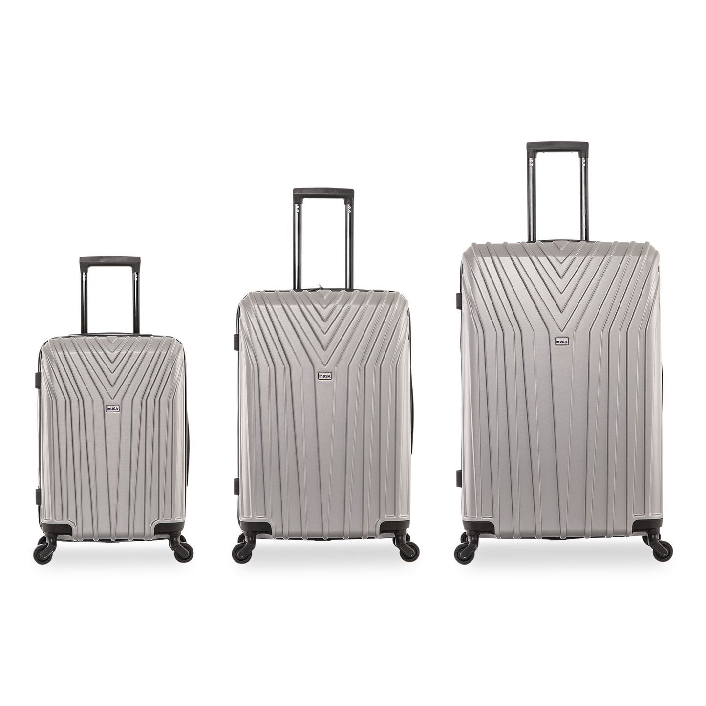 InUSA Luggage Vasty Three-Piece Hardside Spinner Luggage Set, Gray (WLBIUVASSMLGRE)