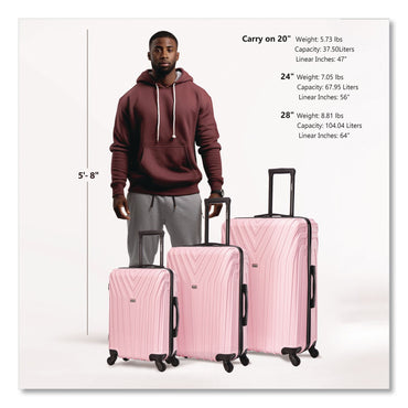 InUSA Luggage Vasty Three-Piece Hardside Spinner Luggage Set, Pink (WLBIUVASSMLPNK)