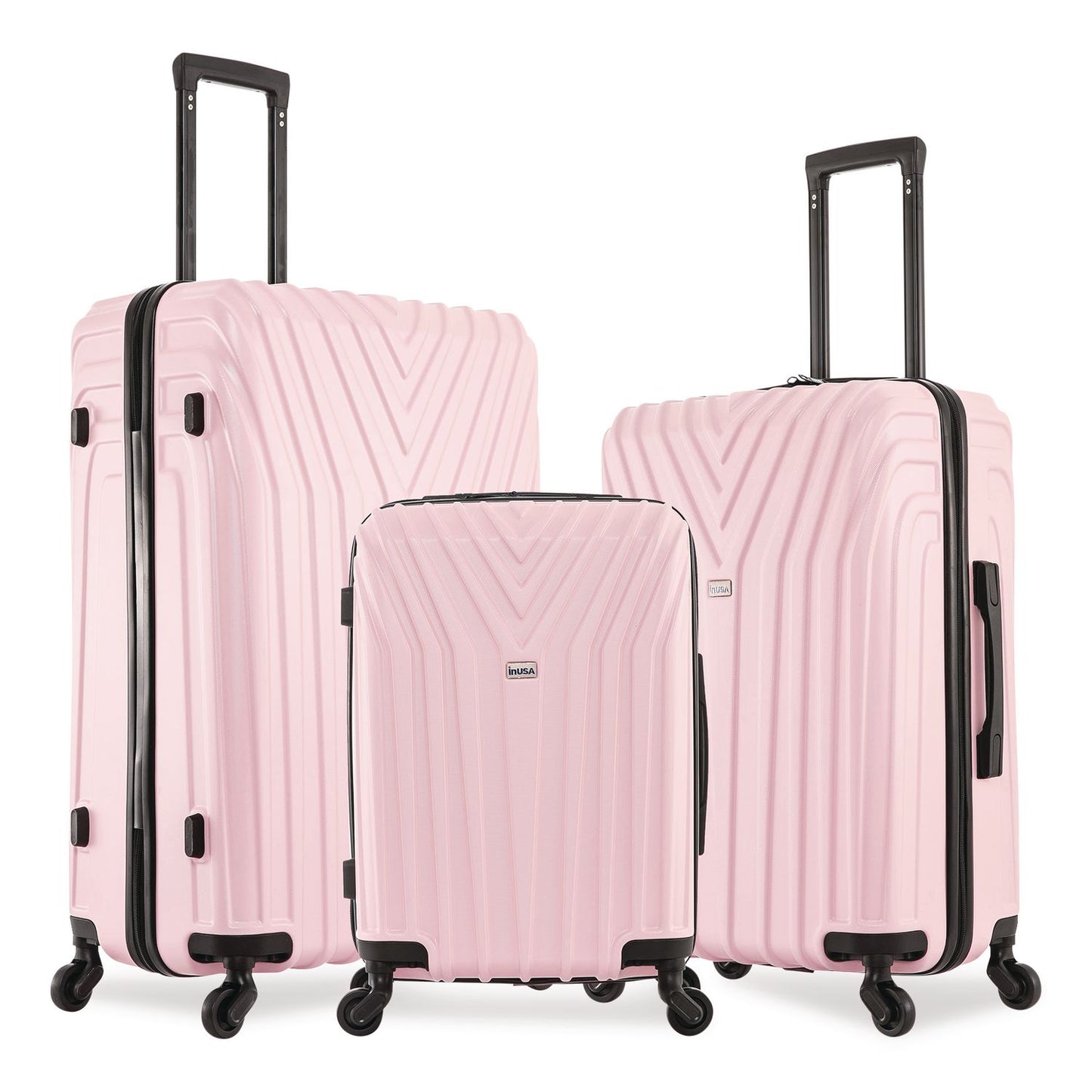 InUSA Luggage Vasty Three-Piece Hardside Spinner Luggage Set, Pink (WLBIUVASSMLPNK)