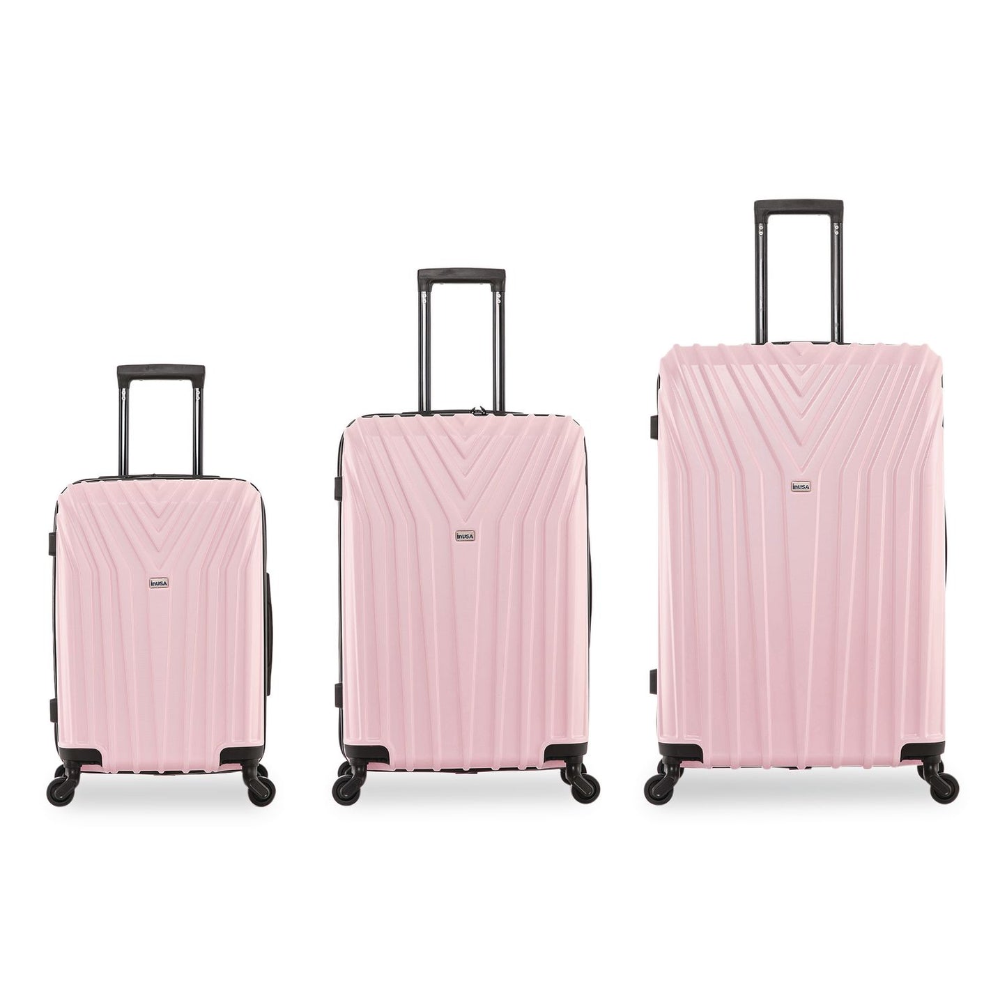 InUSA Luggage Vasty Three-Piece Hardside Spinner Luggage Set, Pink (WLBIUVASSMLPNK)