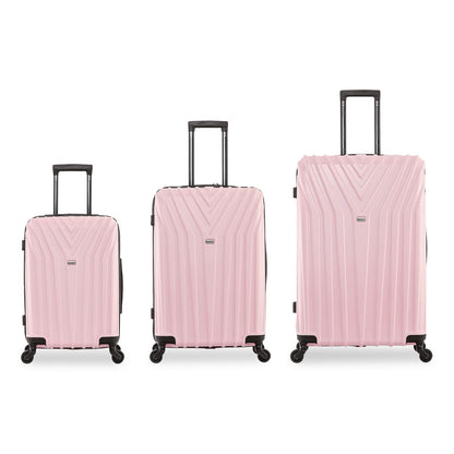 InUSA Luggage Vasty Three-Piece Hardside Spinner Luggage Set, Pink (WLBIUVASSMLPNK)