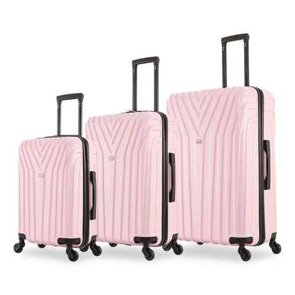 InUSA Luggage Vasty Three-Piece Hardside Spinner Luggage Set, Pink (WLBIUVASSMLPNK)