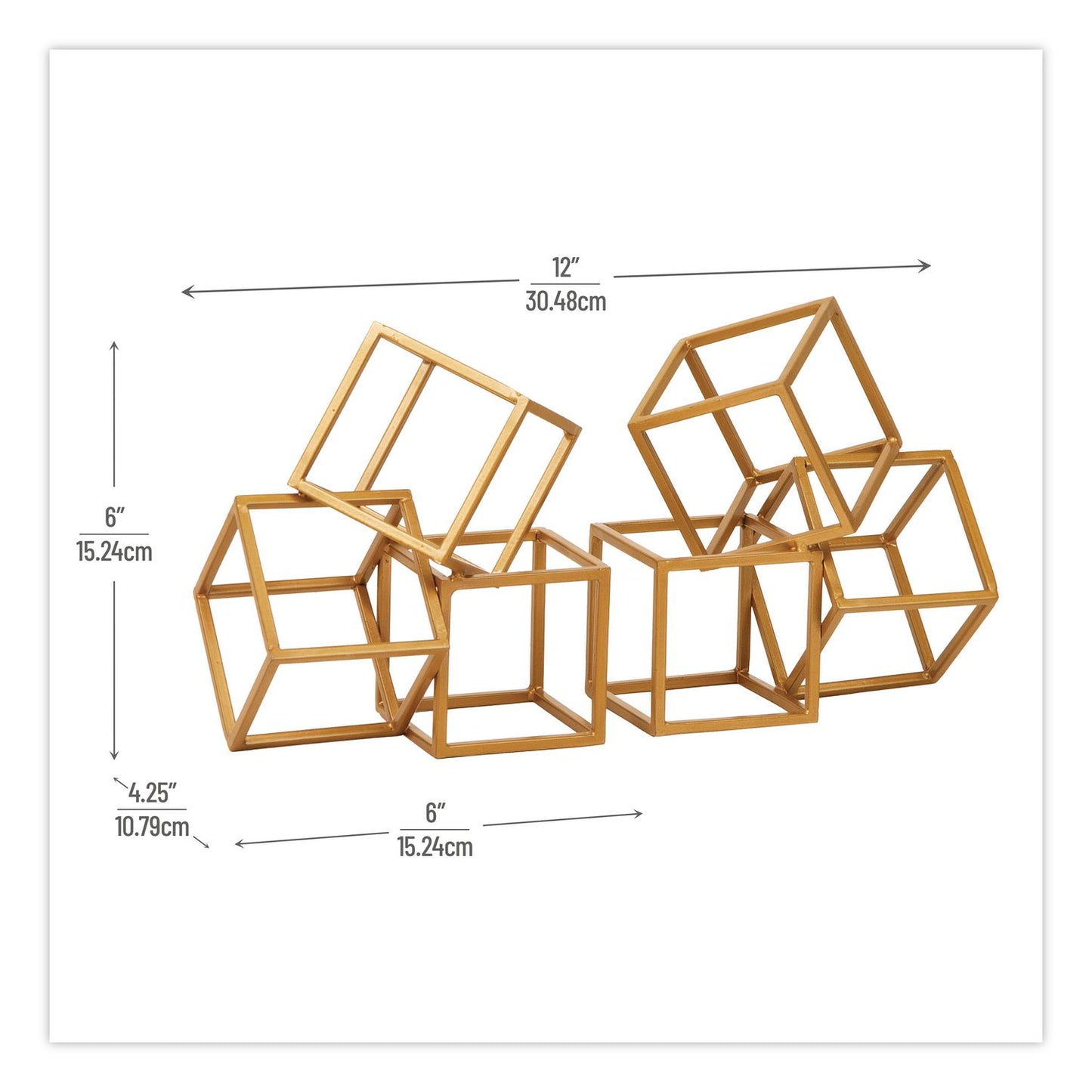 Mind Reader Geometric Cube Metal Bookends, Nonskid Base, 4.25 x 6 x 6, Iron, Gold (EMSBLOCKS2GLD)