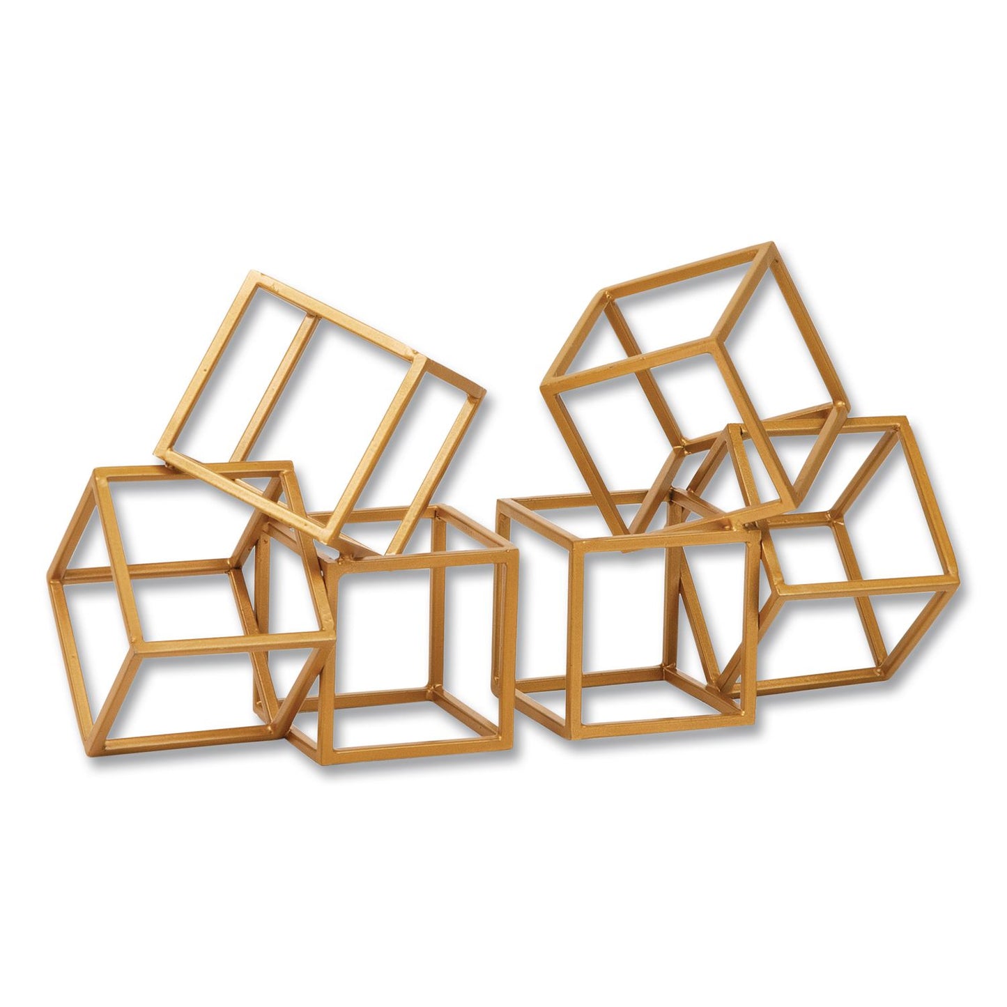 Mind Reader Geometric Cube Metal Bookends, Nonskid Base, 4.25 x 6 x 6, Iron, Gold (EMSBLOCKS2GLD)