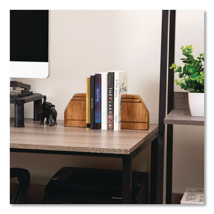 Mind Reader Wood Rustic Bookends, Nonskid Base, 1.5 x 4 x 4.75, Brown (EMSWOODEND2BRN)