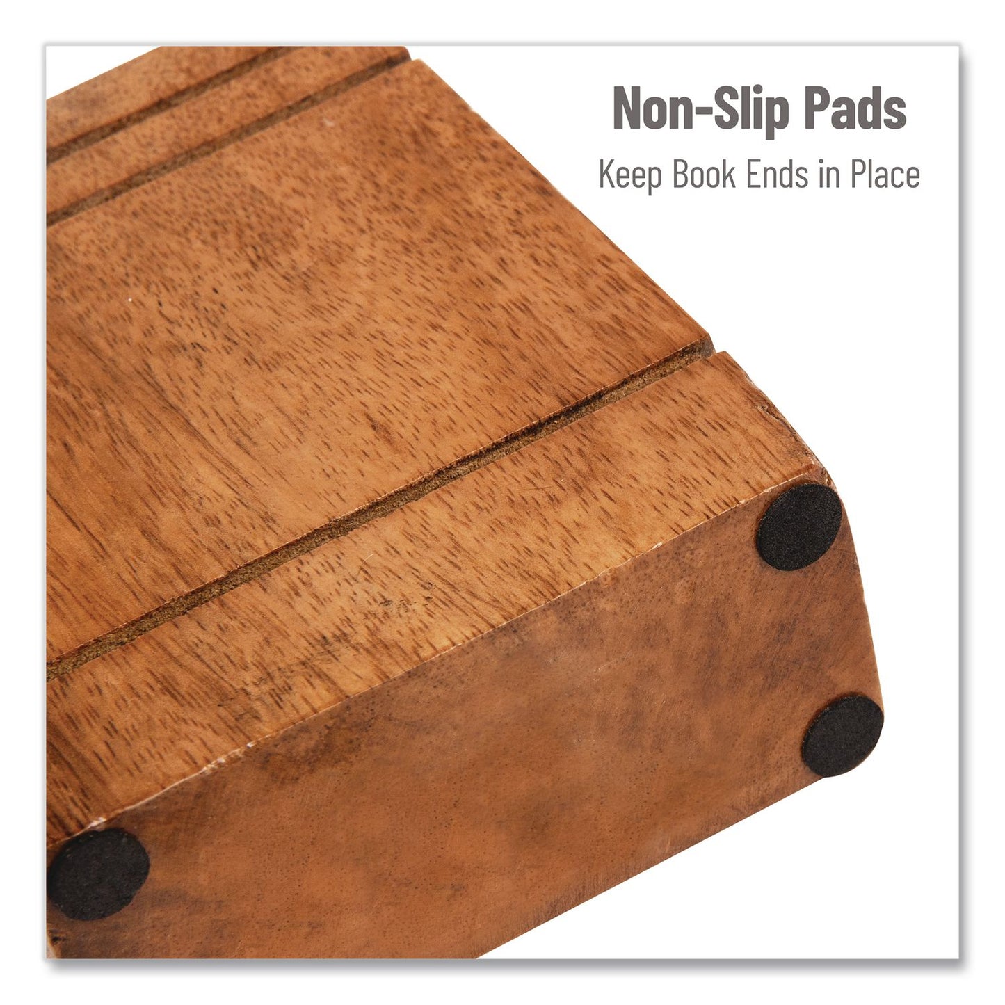 Mind Reader Wood Rustic Bookends, Nonskid Base, 1.5 x 4 x 4.75, Brown (EMSWOODEND2BRN)