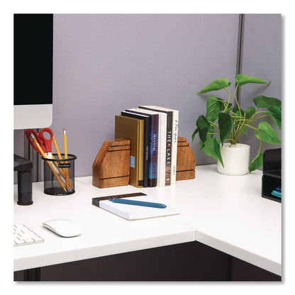 Mind Reader Wood Rustic Bookends, Nonskid Base, 1.5 x 4 x 4.75, Brown (EMSWOODEND2BRN)