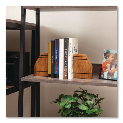 Mind Reader Wood Rustic Bookends, Nonskid Base, 1.5 x 4 x 4.75, Brown (EMSWOODEND2BRN)