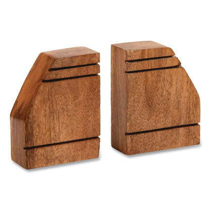 Mind Reader Wood Rustic Bookends, Nonskid Base, 1.5 x 4 x 4.75, Brown (EMSWOODEND2BRN)