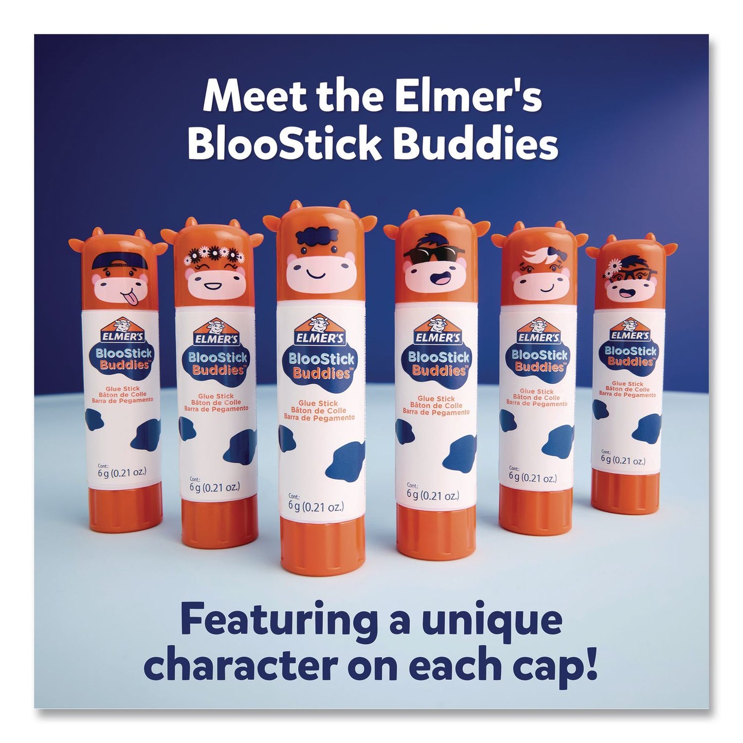 Elmer's® BlooStick Buddies Washable Removable Glue Sticks, 0.21 oz, Dries Clear, 48/Box (EPI2213735)