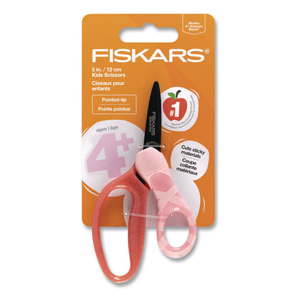 Fiskars® MVP Dance Kid's Scissors, Pointed Tip, 5" Long, Straignt Pink Handle (FSK1073415)