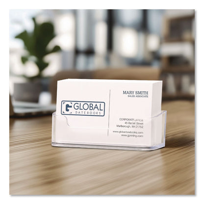 Excello Global Products® Business Card Holders, Holds 50 Cards, 3.75 x 1.5 x 1.88, Plastic, Clear, 2/Pack (EXOBCH2PK)