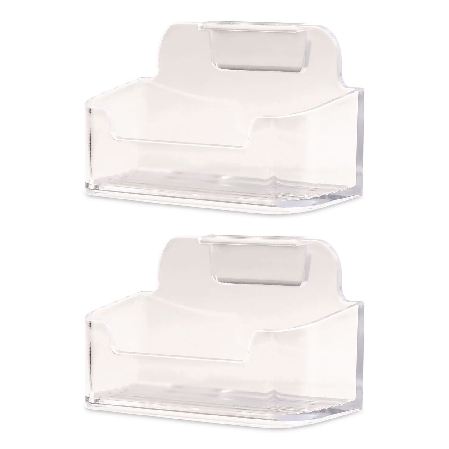 Excello Global Products® Business Card Holders, Holds 50 Cards, 3.75 x 1.5 x 1.88, Plastic, Clear, 2/Pack (EXOBCH2PK)