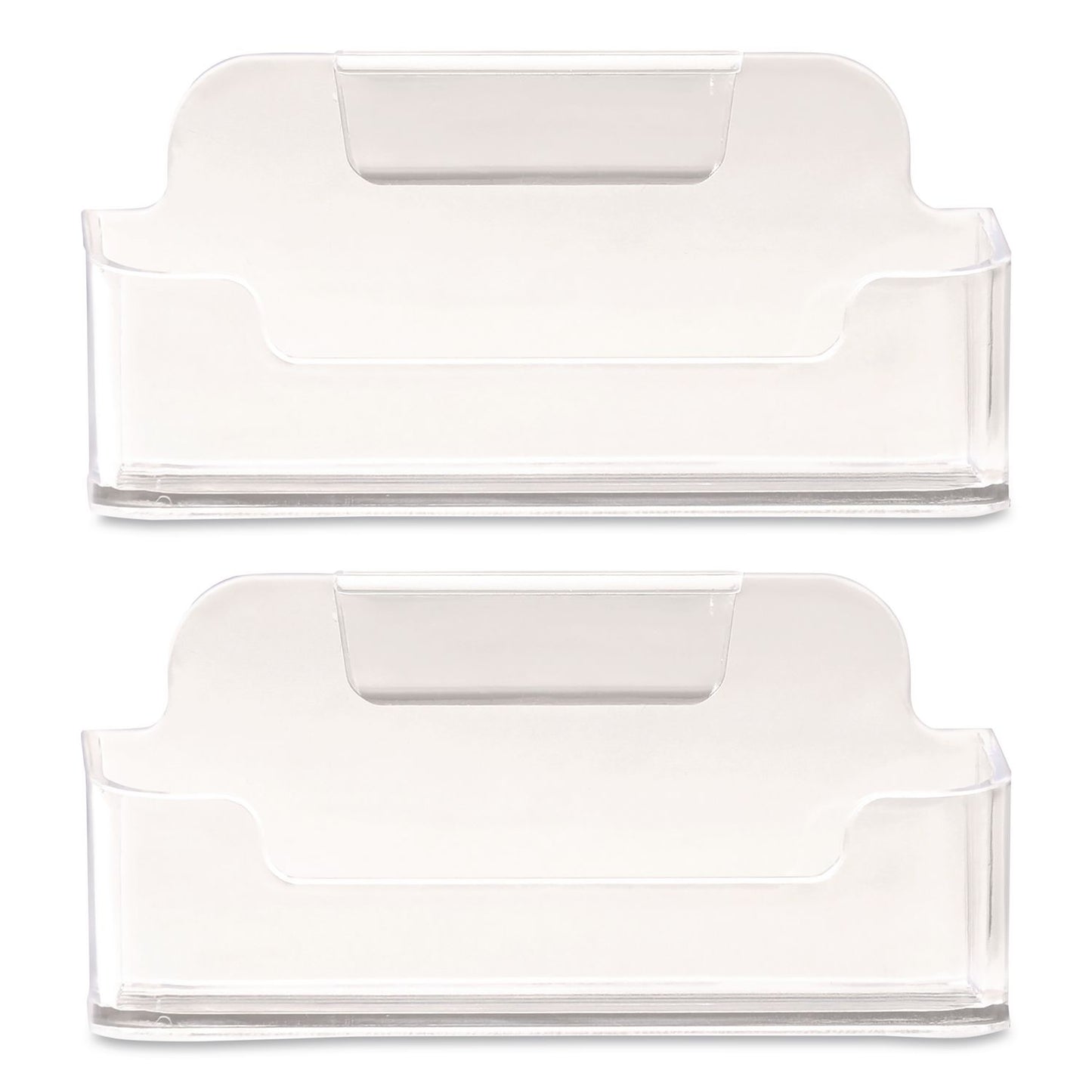 Excello Global Products® Business Card Holders, Holds 50 Cards, 3.75 x 1.5 x 1.88, Plastic, Clear, 2/Pack (EXOBCH2PK)