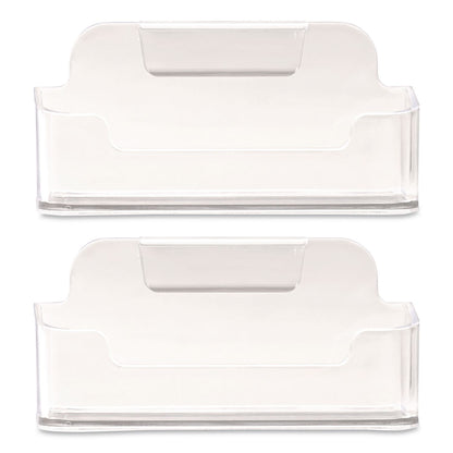 Excello Global Products® Business Card Holders, Holds 50 Cards, 3.75 x 1.5 x 1.88, Plastic, Clear, 2/Pack (EXOBCH2PK)