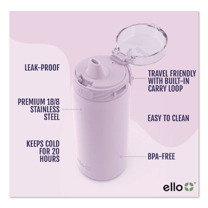 ello® Cooper Stainless Steel Double Wall Insulated Water Bottle, 18 oz, Lilac (LFC47909990626)