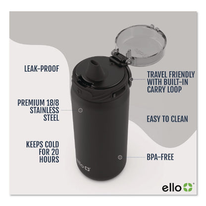 ello® Cooper Stainless Steel Vacuum Insulated Water Bottle, 32 oz, Black (LFC48909994006)