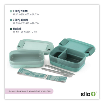 ello® Lunch Stack Bento Box, 2 Containers, 5.24 x 7.13 x 4.41, Mint Chip (LFC62124449356)