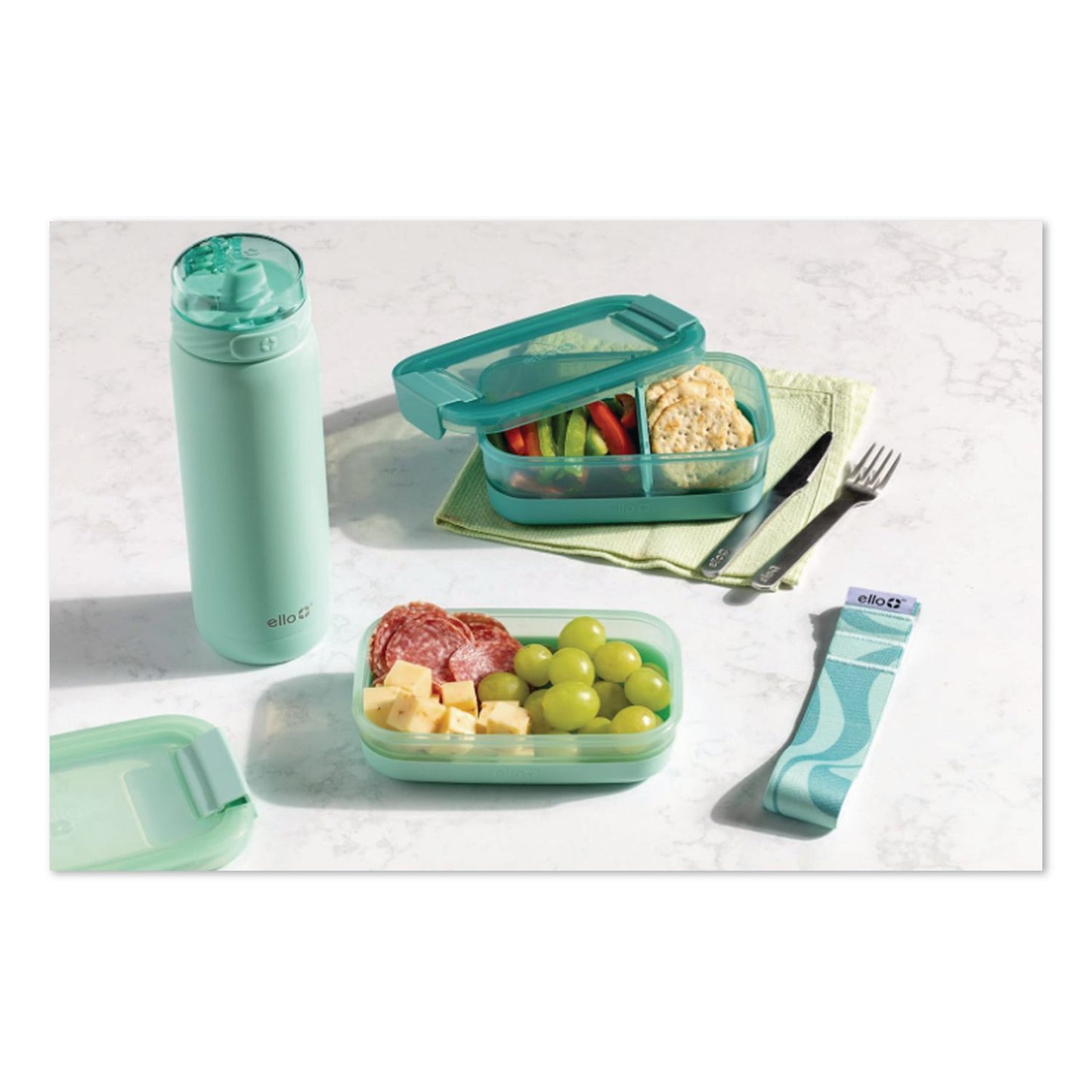 ello® Lunch Stack Bento Box, 2 Containers, 5.24 x 7.13 x 4.41, Mint Chip (LFC62124449356)