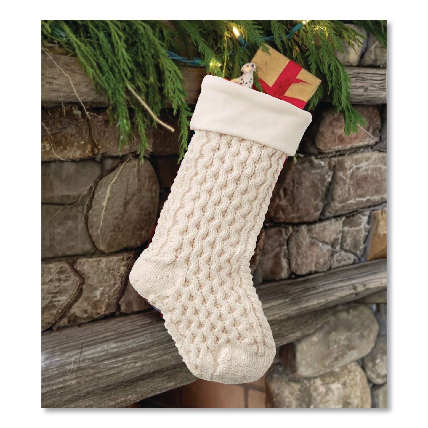 L.L.Bean® Fisherman's Knit Christmas Stocking, 7.5 x 24, Cream (LLB521380459)