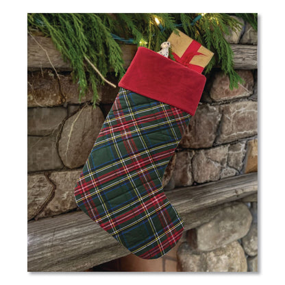 L.L.Bean® Tartan Velvet Stocking, 8.5 x 22, Green Plaid (LLB521381972)