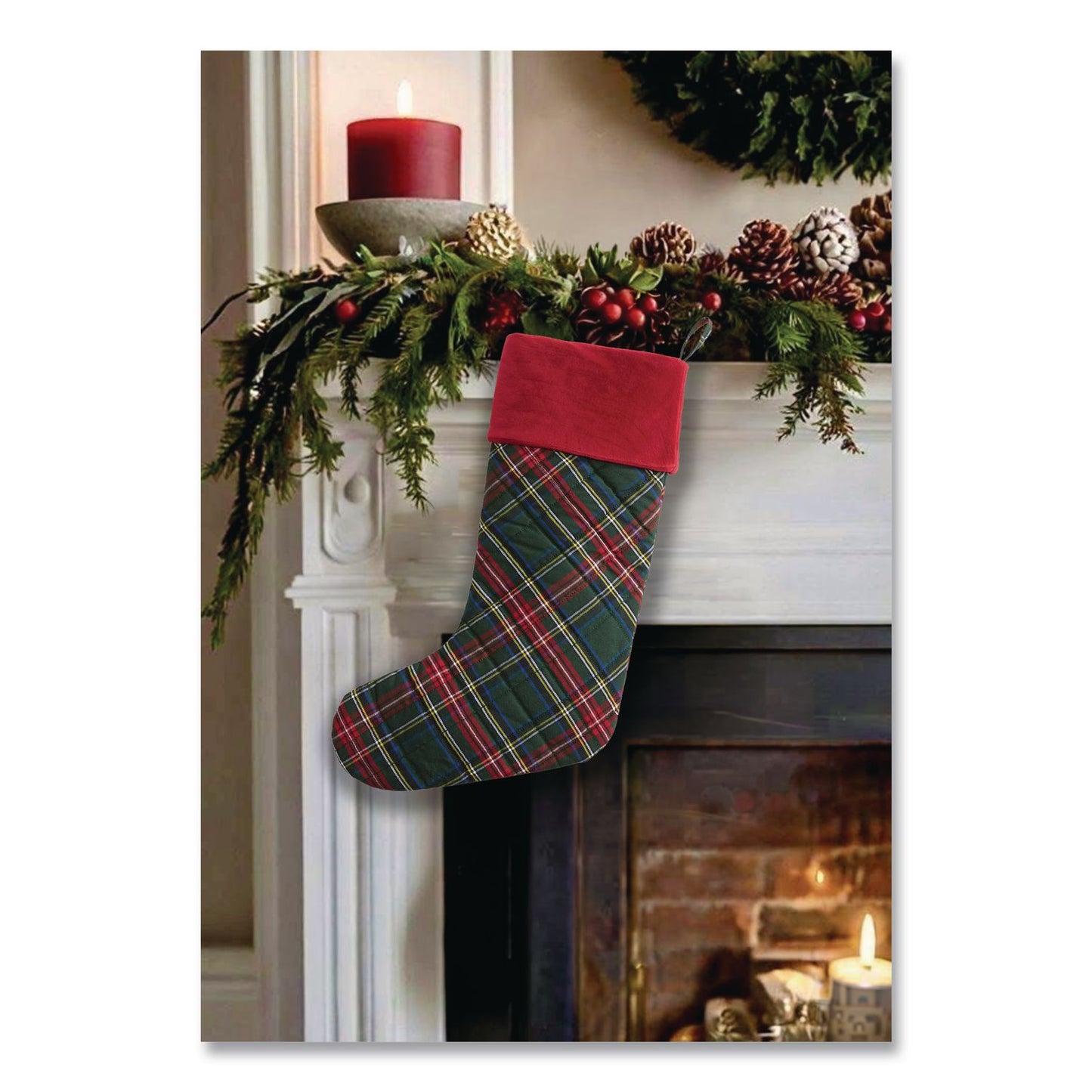 L.L.Bean® Tartan Velvet Stocking, 8.5 x 22, Green Plaid (LLB521381972)