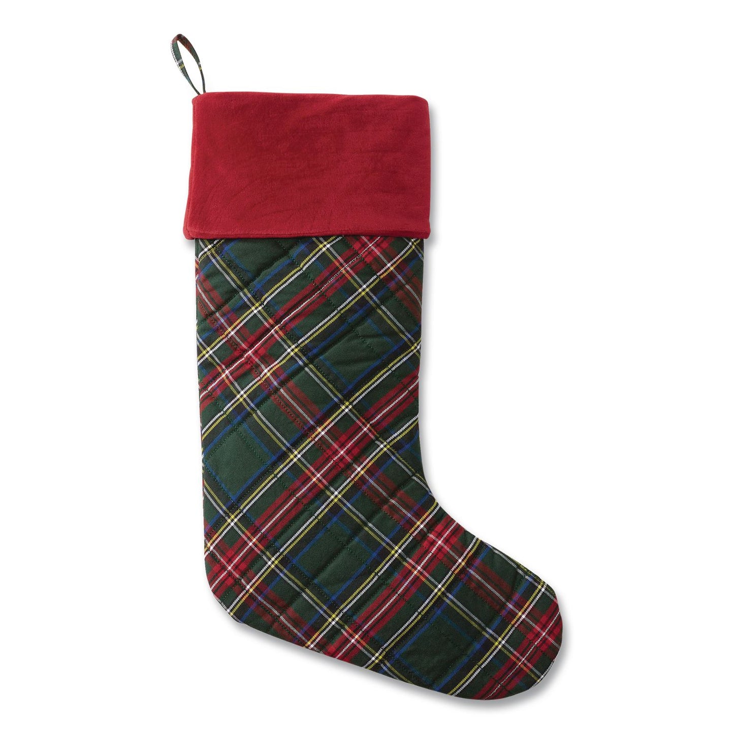 L.L.Bean® Tartan Velvet Stocking, 8.5 x 22, Green Plaid (LLB521381972)