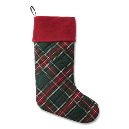L.L.Bean® Tartan Velvet Stocking, 8.5 x 22, Green Plaid (LLB521381972)