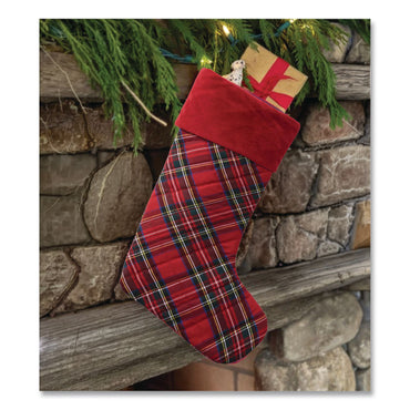 L.L.Bean® Tartan Velvet Stocking, 8.5 x 22, Red Plaid (LLB521381973)