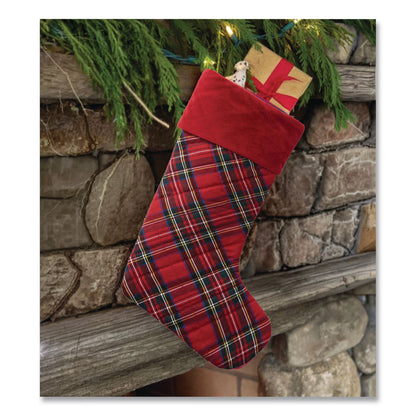 L.L.Bean® Tartan Velvet Stocking, 8.5 x 22, Red Plaid (LLB521381973)