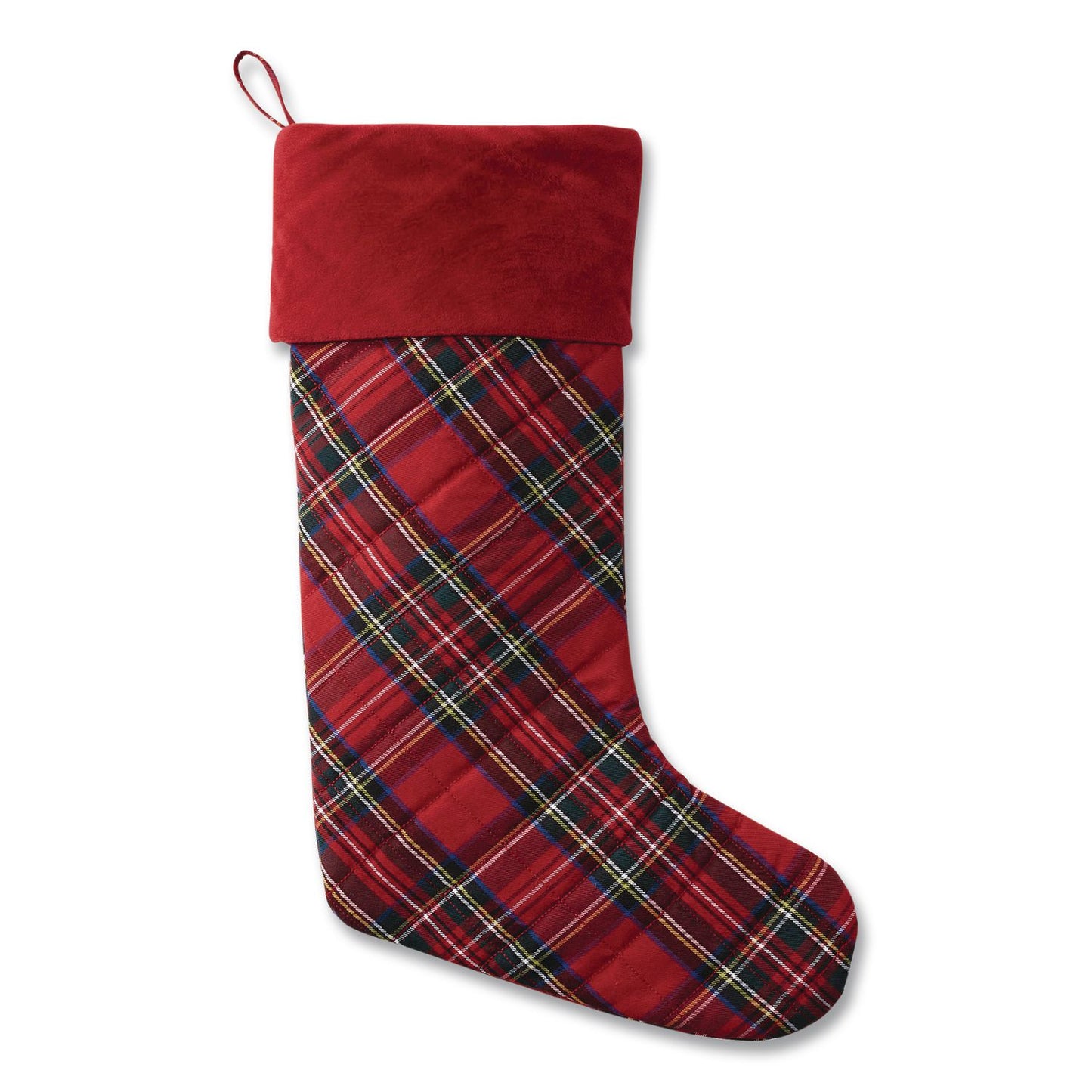 L.L.Bean® Tartan Velvet Stocking, 8.5 x 22, Red Plaid (LLB521381973)