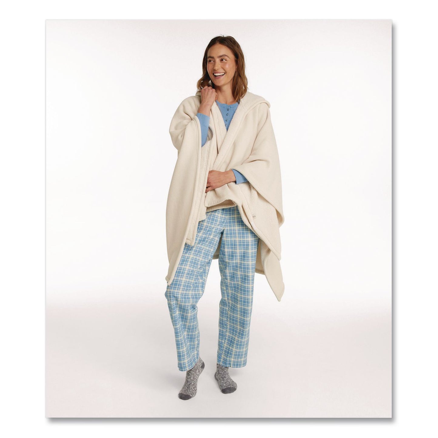 L.L.Bean® Cozy Chenille Wearable Throw, 58 x 60, Cream (LLB523884459)