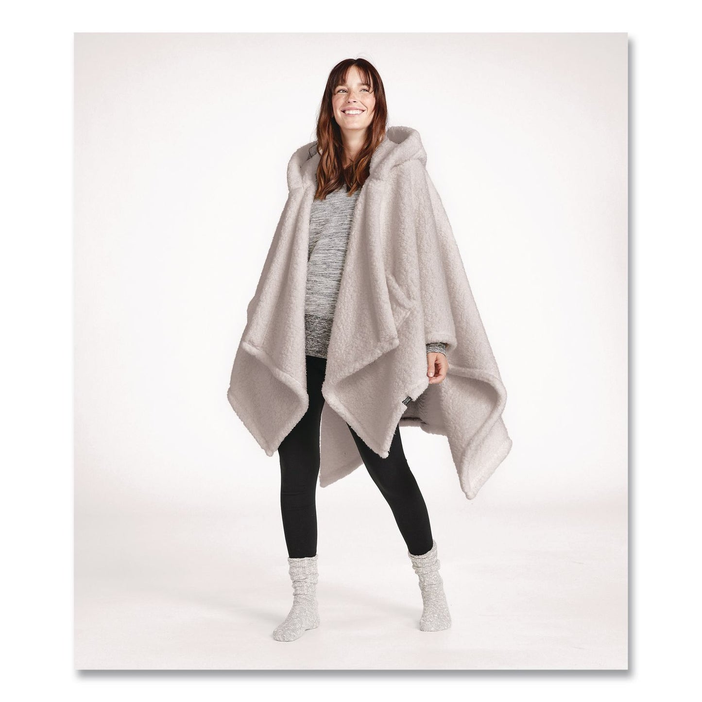 L.L.Bean® Cozy Sherpa Wearable Throw, 58 x 60, Gray (LLB5148468281)