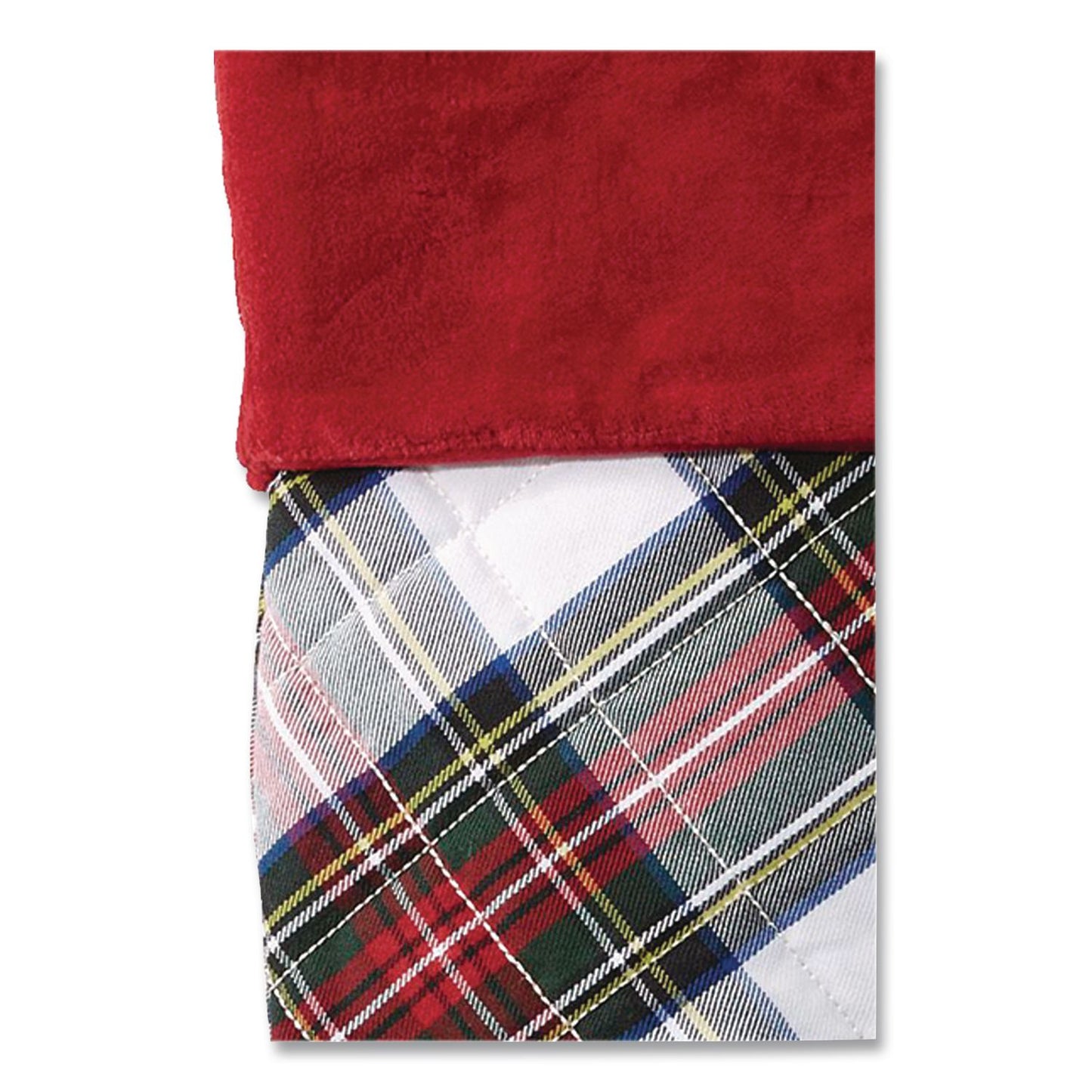 L.L.Bean® Tartan Velvet Stocking, 8.5 x 22, Cream Plaid (LLB5213811572)