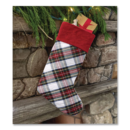 L.L.Bean® Tartan Velvet Stocking, 8.5 x 22, Cream Plaid (LLB5213811572)