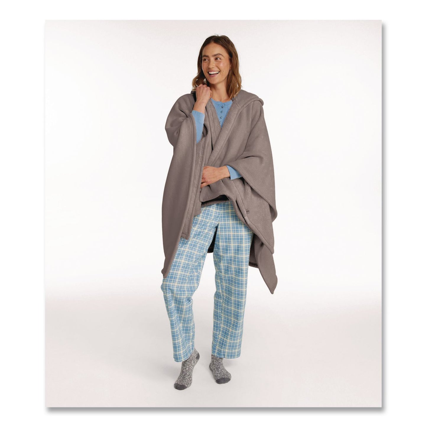 L.L.Bean® Cozy Chenille Wearable Throw, 58 x 60, Gray (LLB5238848281)