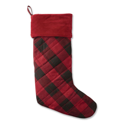 L.L.Bean® Tartan Velvet Stocking, 8.5 x 22, Red/Black Buffalo Check (LLB52138144213)