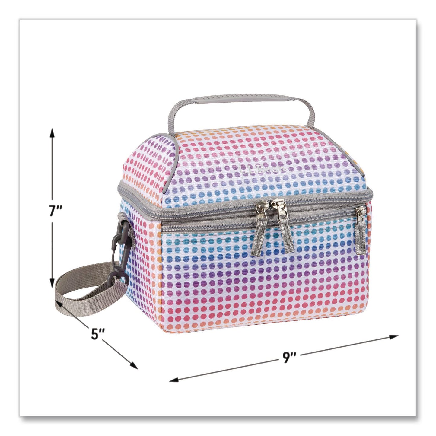 L.L.Bean® Flip-Top Insulated Lunch Box, 9 x 5 x 7, Rainbow Dots (LLB50287250795)