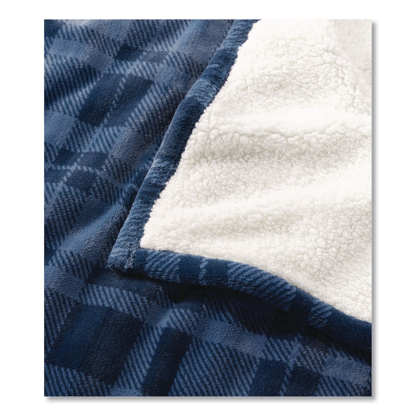 L.L.Bean® Wicked Plush Sherpa Throw, 50 x 60, Nautical Navy Plaid (LLB50771733018)
