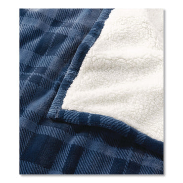 L.L.Bean® Wicked Plush Sherpa Throw, 50 x 60, Nautical Navy Plaid (LLB50771733018)