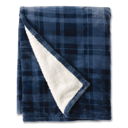 L.L.Bean® Wicked Plush Sherpa Throw, 50 x 60, Nautical Navy Plaid (LLB50771733018)