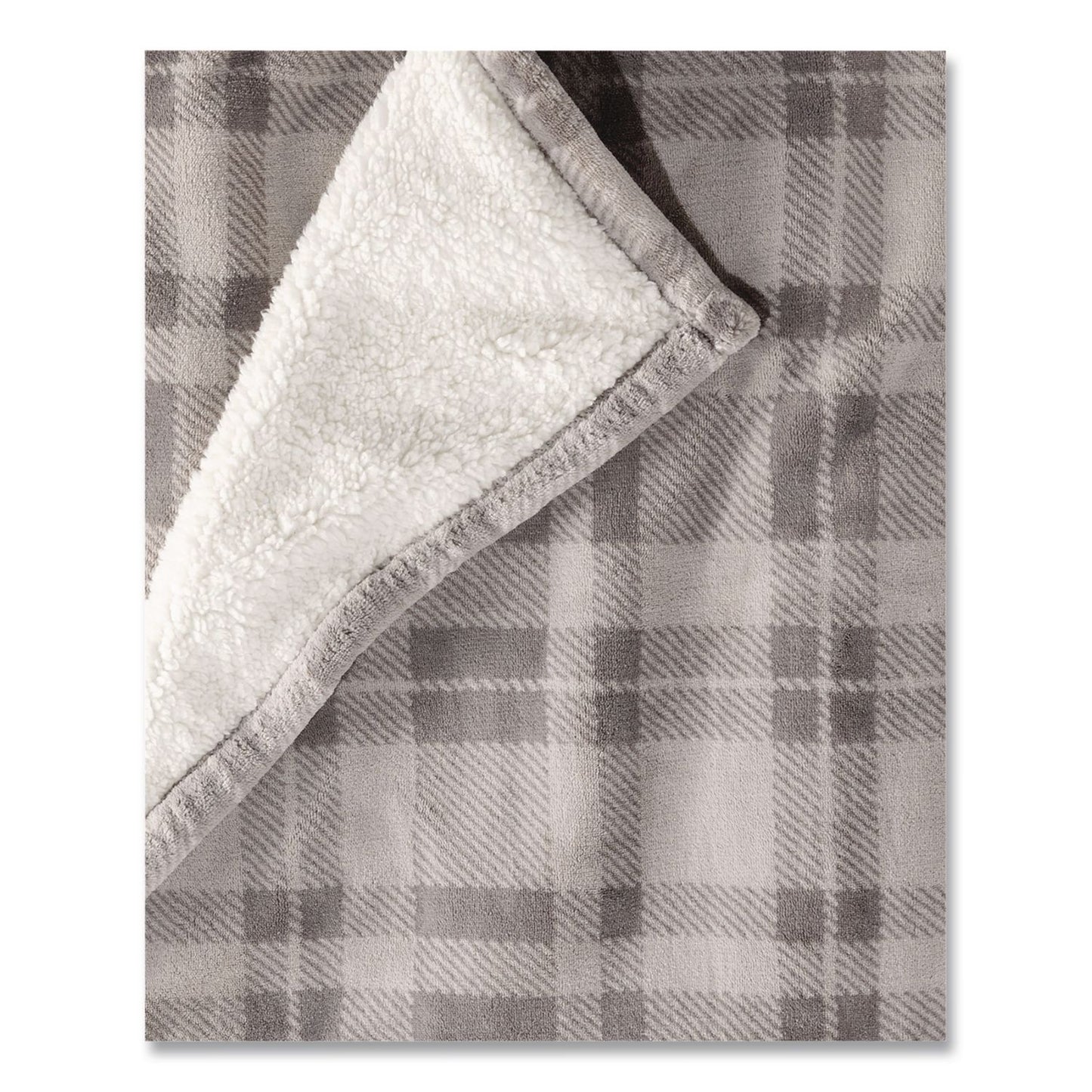 L.L.Bean® Wicked Plush Sherpa Throw, 50 x 60, Harbor Gray Plaid (LLB50771735333)