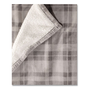 L.L.Bean® Wicked Plush Sherpa Throw, 50 x 60, Harbor Gray Plaid (LLB50771735333)
