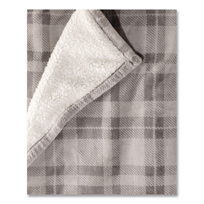 L.L.Bean® Wicked Plush Sherpa Throw, 50 x 60, Harbor Gray Plaid (LLB50771735333)