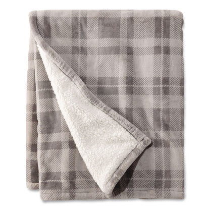 L.L.Bean® Wicked Plush Sherpa Throw, 50 x 60, Harbor Gray Plaid (LLB50771735333)